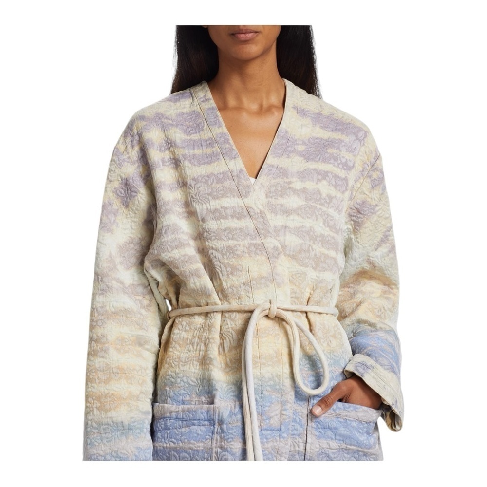 Raquel Allegra Quilted Tie Waist Rainbow Halo Overcoat Jacket Size XS NWT - Picture 9 of 15